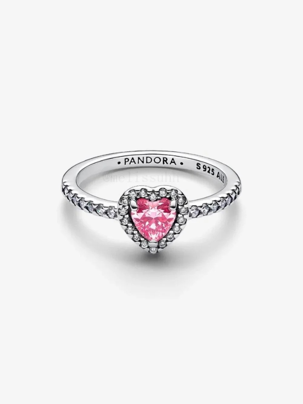 Pandora Sterling Silver Pink Heart Halo Ring